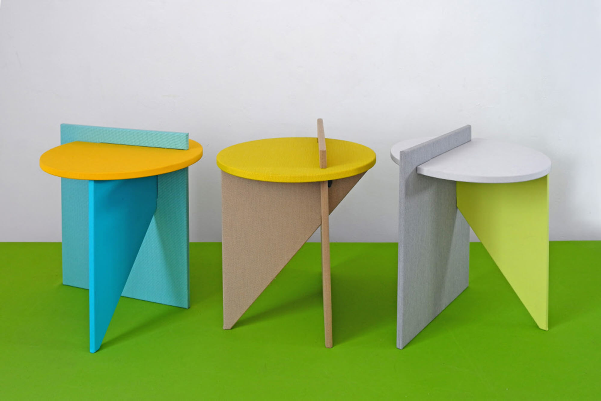 Side Tables by Atelier Lavit based on boat clamp design on display in the Rosana Orlandi gallery