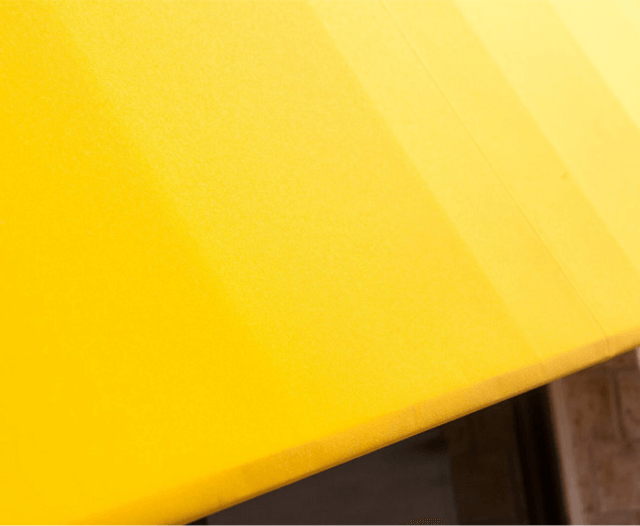 Close up of Fixed Frame Awning Close up detail of fixed frame awning with yellow Sunbrella Clarity fabric